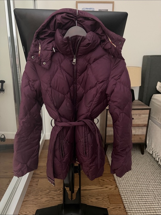 Burberry Jackets & Blazers - Burberry Quilted Belted Puffer Jacket in Deep Plum